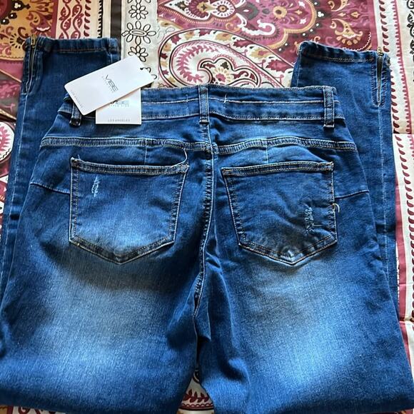 Blue Denim Skinny Jeans Mid Rise Junior 5 NEW Vibe Los Angeles - Picture 3 of 5